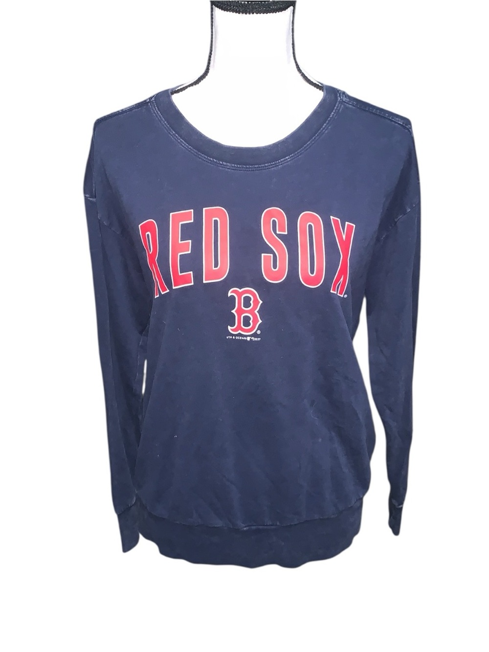 New Era Boston Red Sox Woman’s Small Navy Logo Crewneck Sweatshirt Cotton